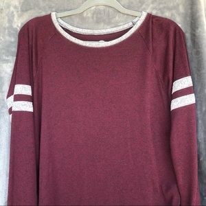 SO Burgundy Long Sleeve Top Tee Shirt